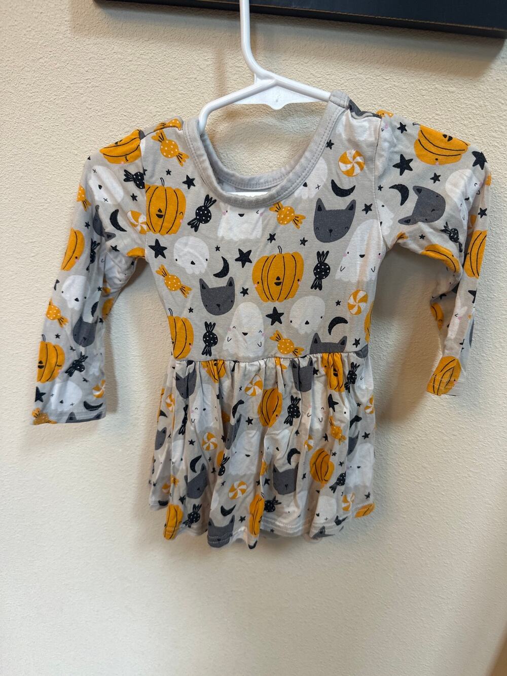 LITTLE SLEEPIES Boo Crew Long Sleeve Twirl Dress Size 6-12 Months